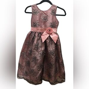 Sorbet Girls Pink Black Lace Fit & Flare Special Occasion Party Dress 10